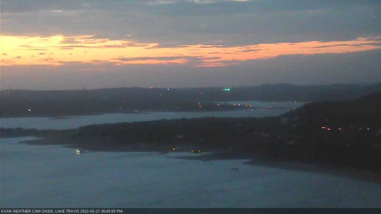 Lake Travis webcam, February 21, 2022 6:45 PM CT