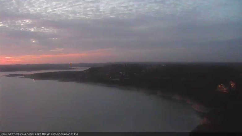 Lake Travis webcam, February 28, 2022 6:45 PM CT