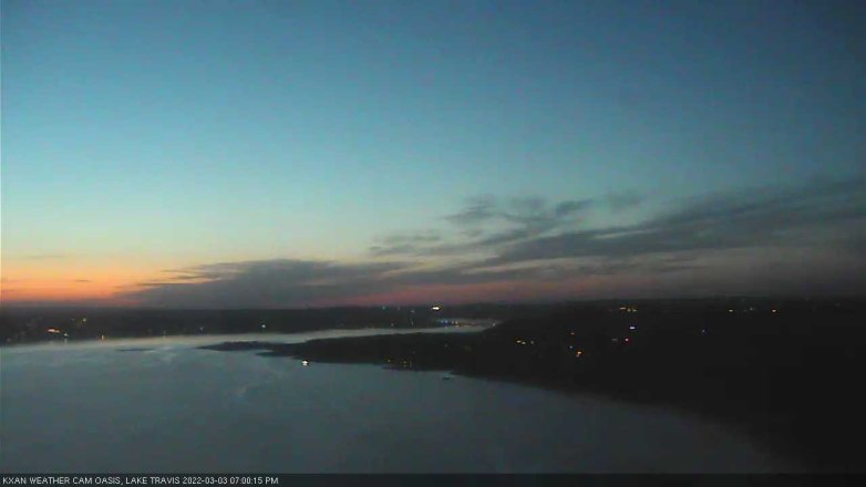 Lake Travis webcam, March 3, 2022 7:00 PM CT
