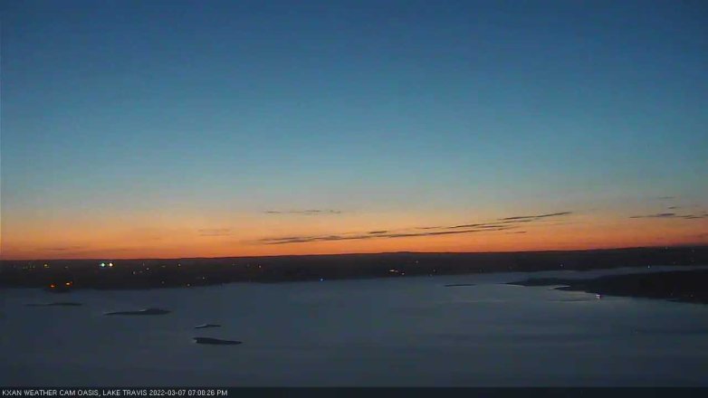 Lake Travis webcam, March 7, 2022 7:00 PM CT