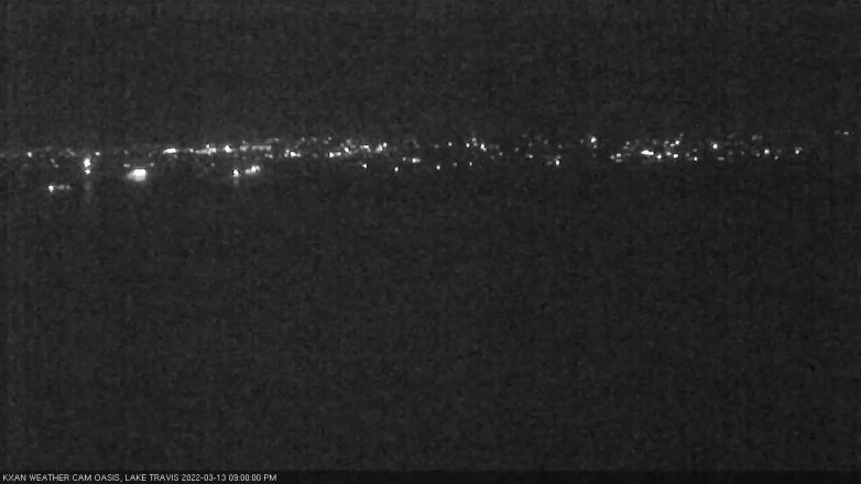 Lake Travis webcam, March 13, 2022 9:00 PM CT