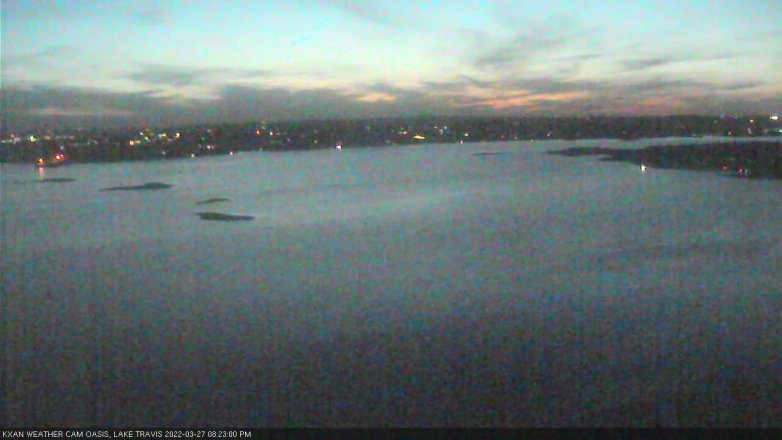 Lake Travis webcam, March 27, 2022 8:25 PM CT