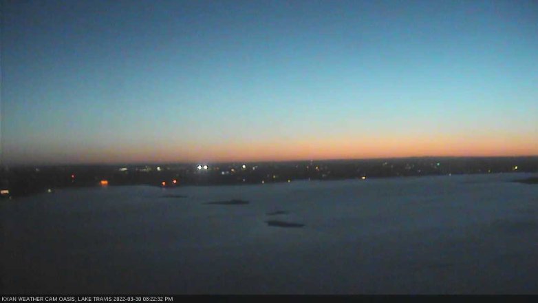 Lake Travis webcam, March 30, 2022 8:25 PM CT