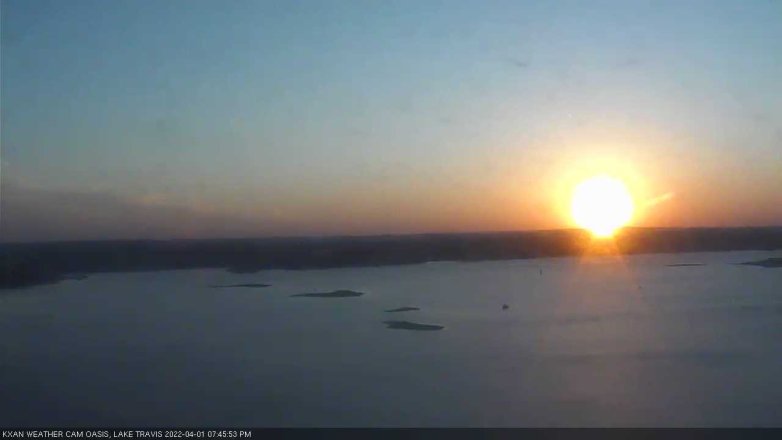 Lake Travis webcam, April 1, 2022 7:45 PM CT