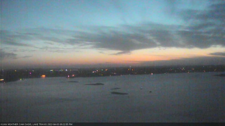 Lake Travis webcam, April 3, 2022 8:25 PM CT