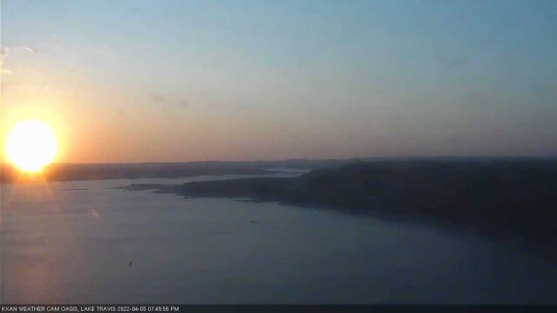 Lake Travis webcam, April 5, 2022 7:45 PM CT
