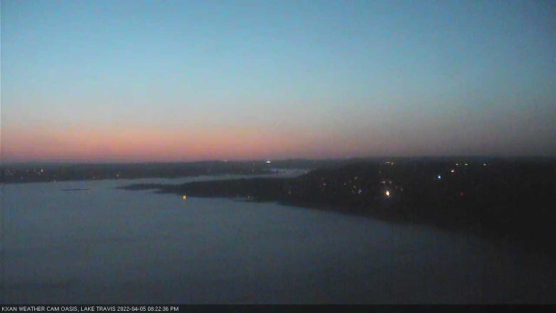 Lake Travis webcam, April 5, 2022 8:25 PM CT