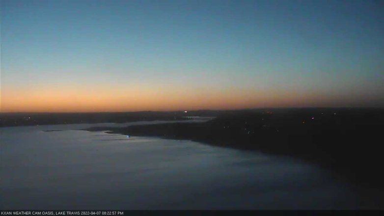 Lake Travis webcam, April 7, 2022 8:25 PM CT