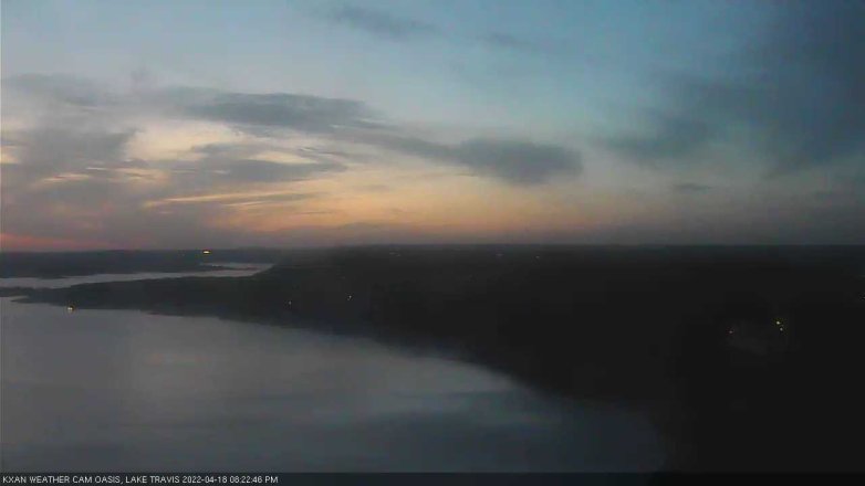 Lake Travis webcam, April 18, 2022 8:25 PM CT