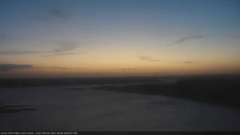 Lake Travis webcam, August 6, 2022 8:45 PM CT