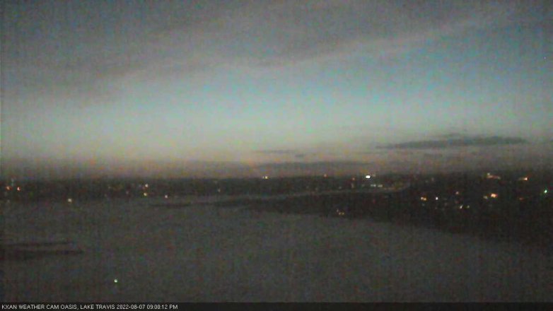 Lake Travis webcam, August 7, 2022 9:00 PM CT