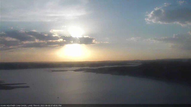 Lake Travis webcam, August 8, 2022 7:45 PM CT