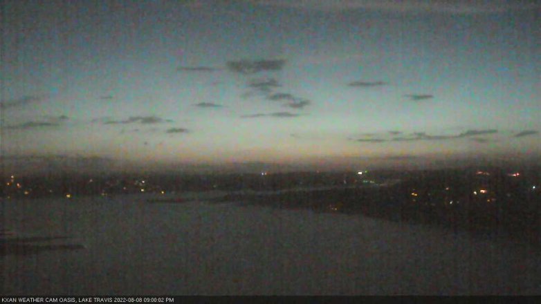 Lake Travis webcam, August 8, 2022 9:00 PM CT