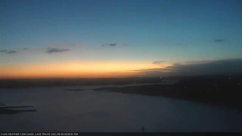 Lake Travis webcam, August 9, 2022 8:45 PM CT