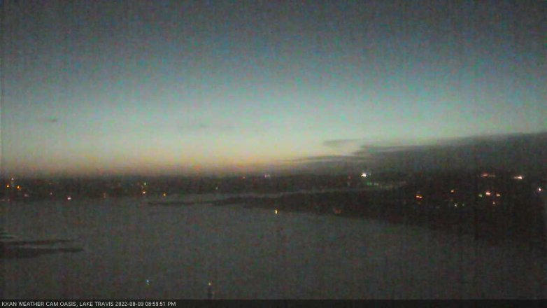 Lake Travis webcam, August 9, 2022 9:00 PM CT