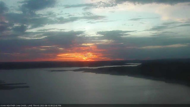 Lake Travis webcam, August 10, 2022 8:25 PM CT