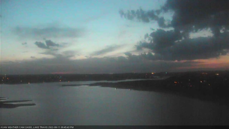 Lake Travis webcam, August 11, 2022 8:45 PM CT