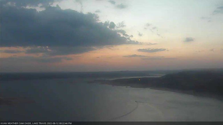 Lake Travis webcam, August 12, 2022 8:25 PM CT
