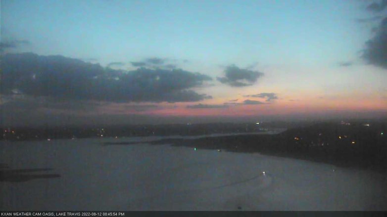 Lake Travis webcam, August 12, 2022 8:45 PM CT