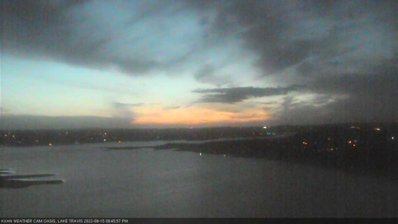 Lake Travis webcam, August 15, 2022 8:45 PM CT