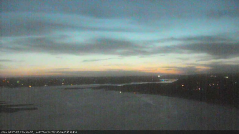 Lake Travis webcam, August 16, 2022 8:45 PM CT