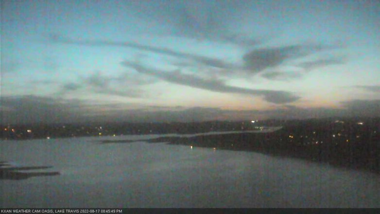 Lake Travis webcam, August 17, 2022 8:45 PM CT