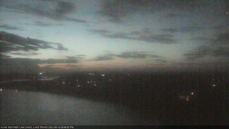 Lake Travis webcam, August 18, 2022 8:45 PM CT
