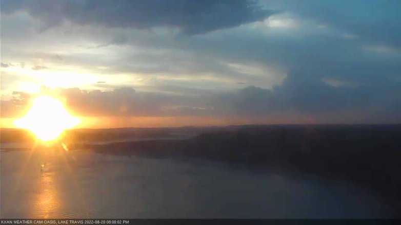 Lake Travis webcam, August 20, 2022 8:00 PM CT