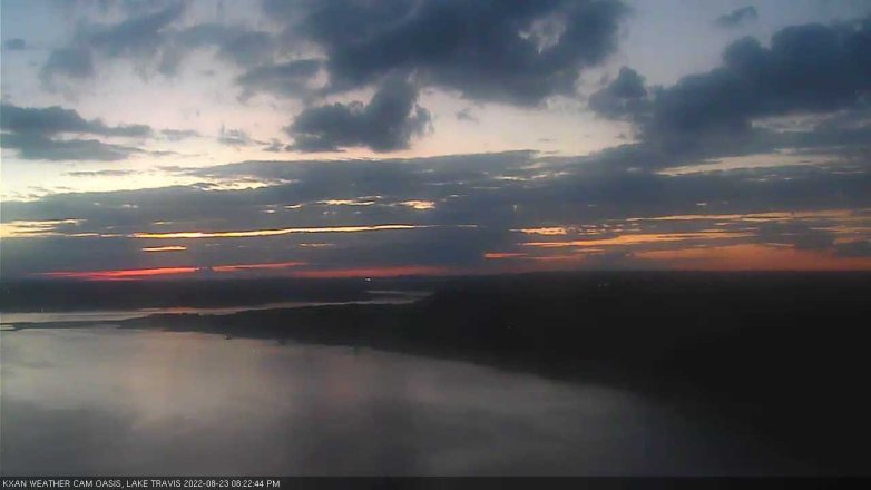 Lake Travis webcam, August 23, 2022 8:25 PM CT
