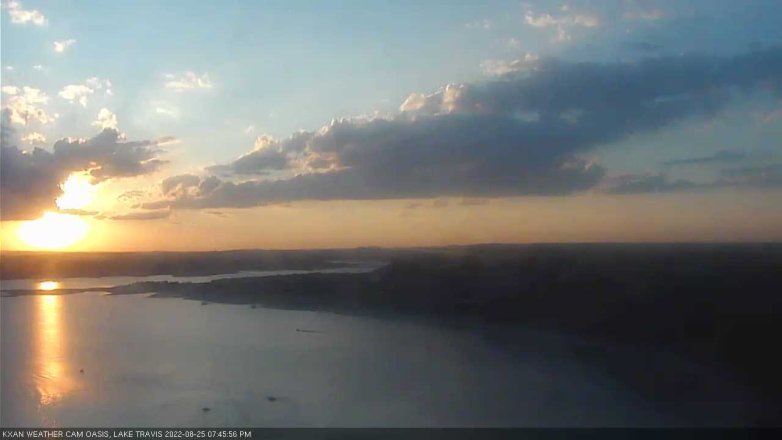 Lake Travis webcam, August 25, 2022 7:45 PM CT