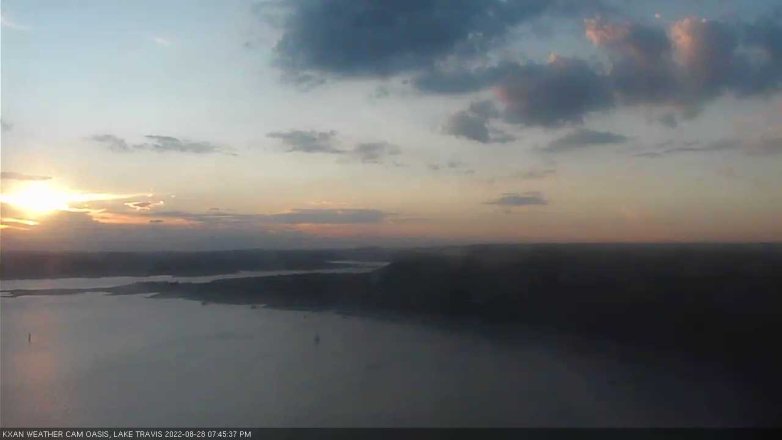 Lake Travis webcam, August 28, 2022 7:45 PM CT