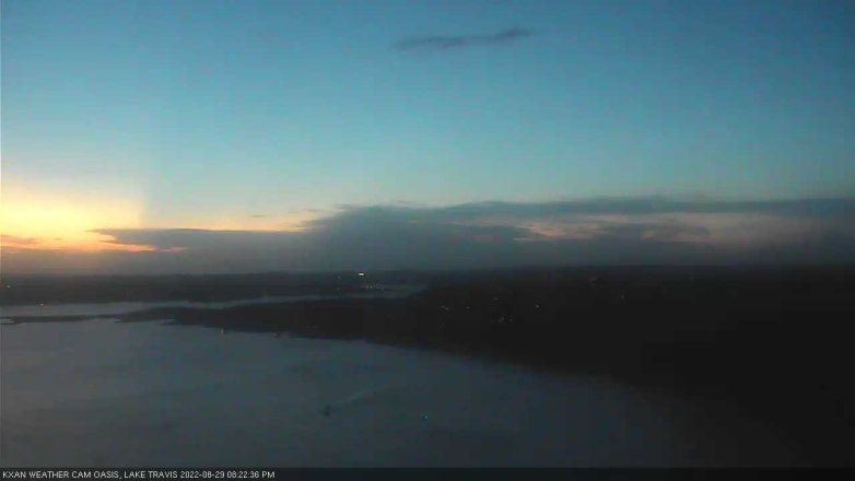 Lake Travis webcam, August 29, 2022 8:25 PM CT