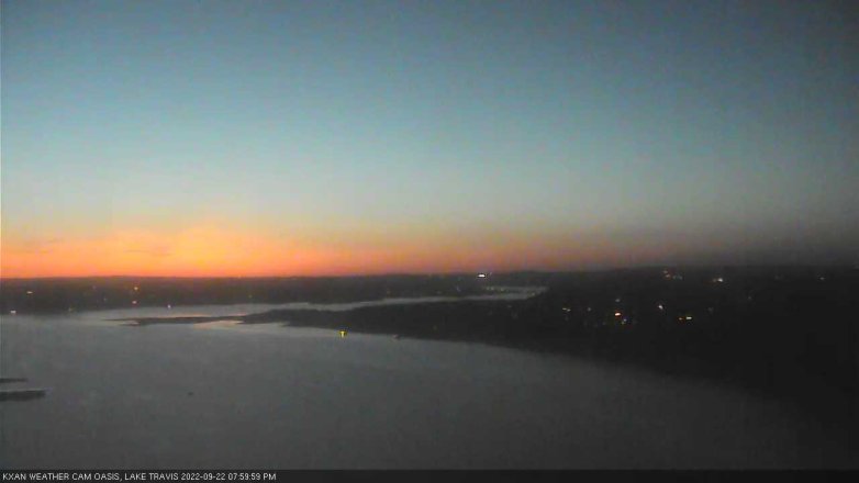 Lake Travis webcam, September 22, 2022 8:00 PM CT