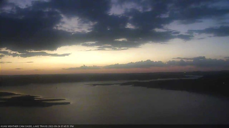 Lake Travis webcam, September 24, 2022 7:45 PM CT