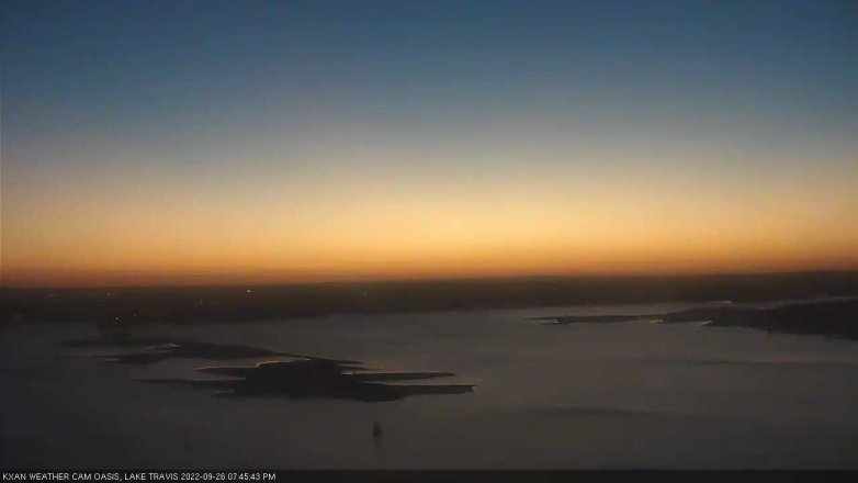 Lake Travis webcam, September 26, 2022 7:45 PM CT