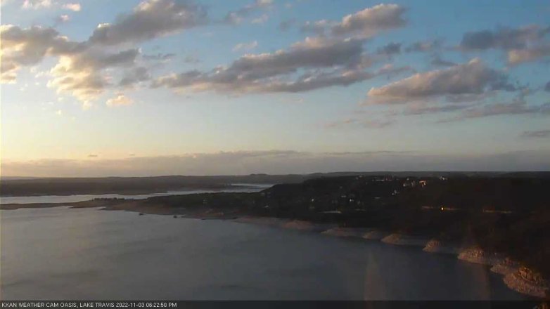 Lake Travis webcam, November 3, 2022 6:25 PM CT
