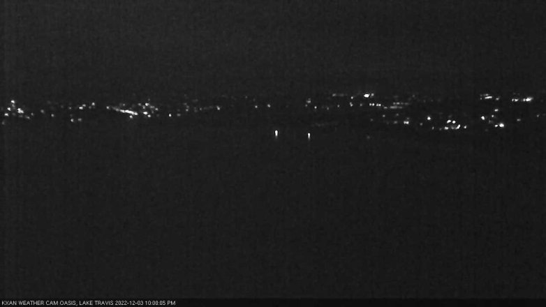 Lake Travis webcam, December 3, 2022 10:00 PM CT