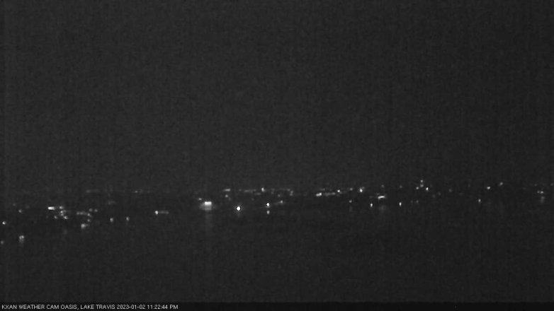 Lake Travis webcam, January 2, 2023 11:25 PM CT