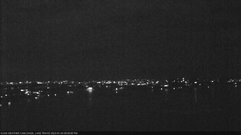 Lake Travis webcam, January 3, 2023 9:00 PM CT