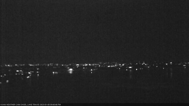 Lake Travis webcam, January 8, 2023 9:45 PM CT