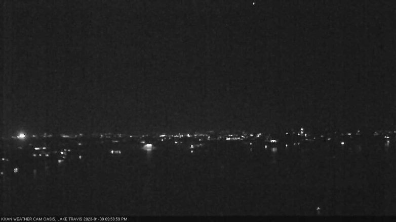 Lake Travis webcam, January 9, 2023 10:00 PM CT