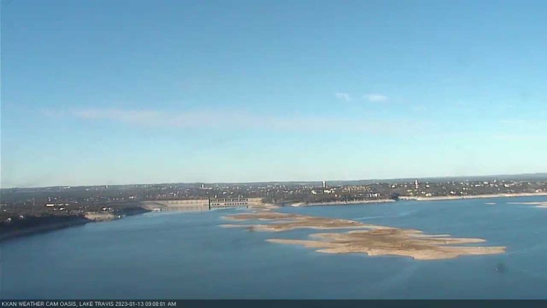 Lake Travis webcam, January 13, 2023 9:00 AM CT