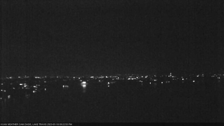 Lake Travis webcam, January 16, 2023 9:25 PM CT