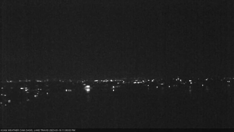Lake Travis webcam, January 16, 2023 11:00 PM CT