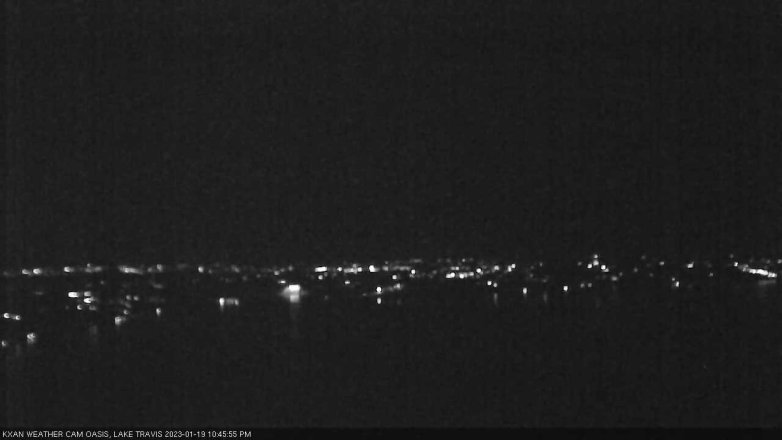 Lake Travis webcam, January 19, 2023 10:45 PM CT