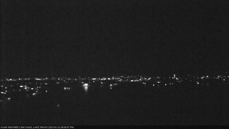 Lake Travis webcam, January 22, 2023 8:00 PM CT