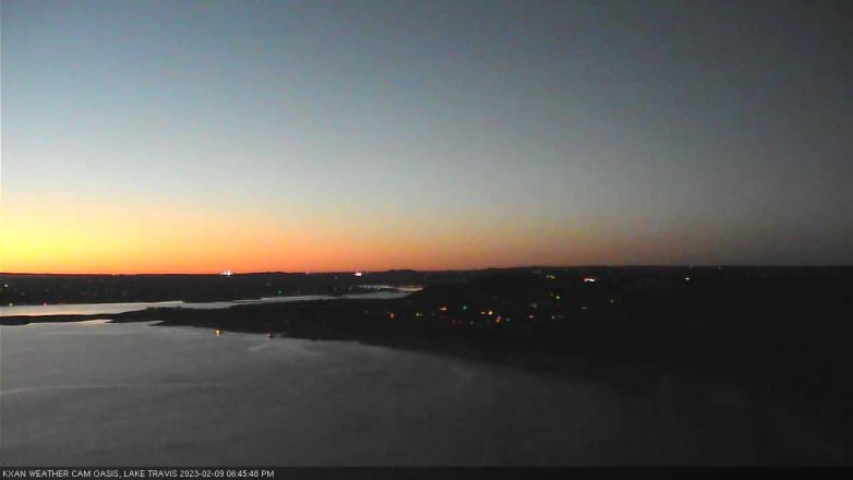 Lake Travis webcam, February 9, 2023 6:45 PM CT