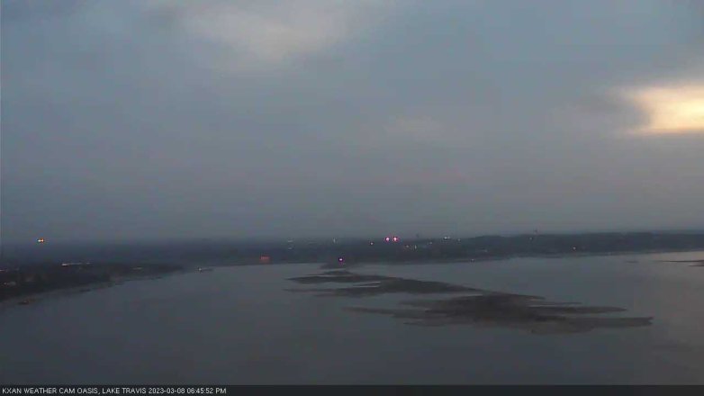 Lake Travis webcam, March 8, 2023 6:45 PM CT