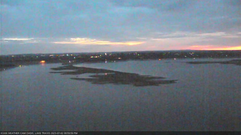 Lake Travis webcam, July 2, 2023 9:00 PM CT