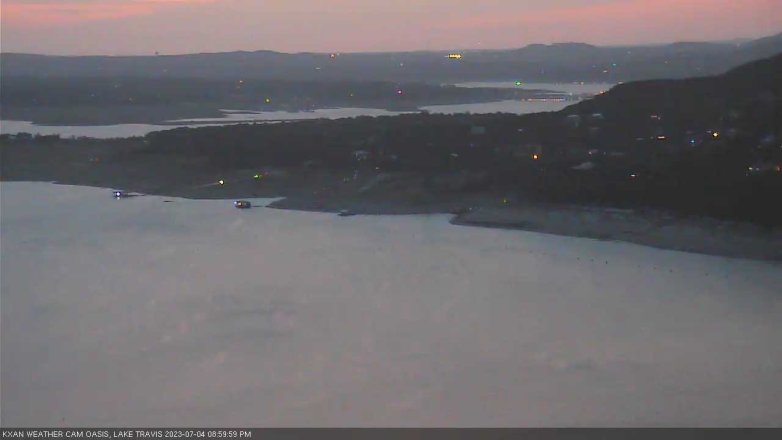 Lake Travis webcam, July 4, 2023 9:00 PM CT